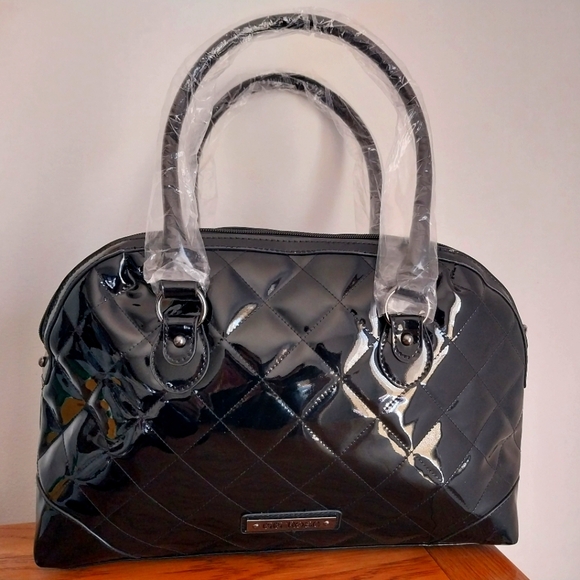 GG Rose Rock Rebel goth black vinyl quilted spider purse - Picture 2 of 11